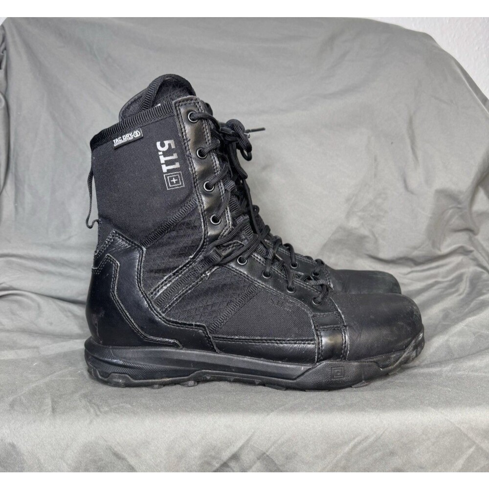 5.11 Tactical A/T 8 Zip Boots Mens Size 11 Black Waterproof Side Zip Combat EUC